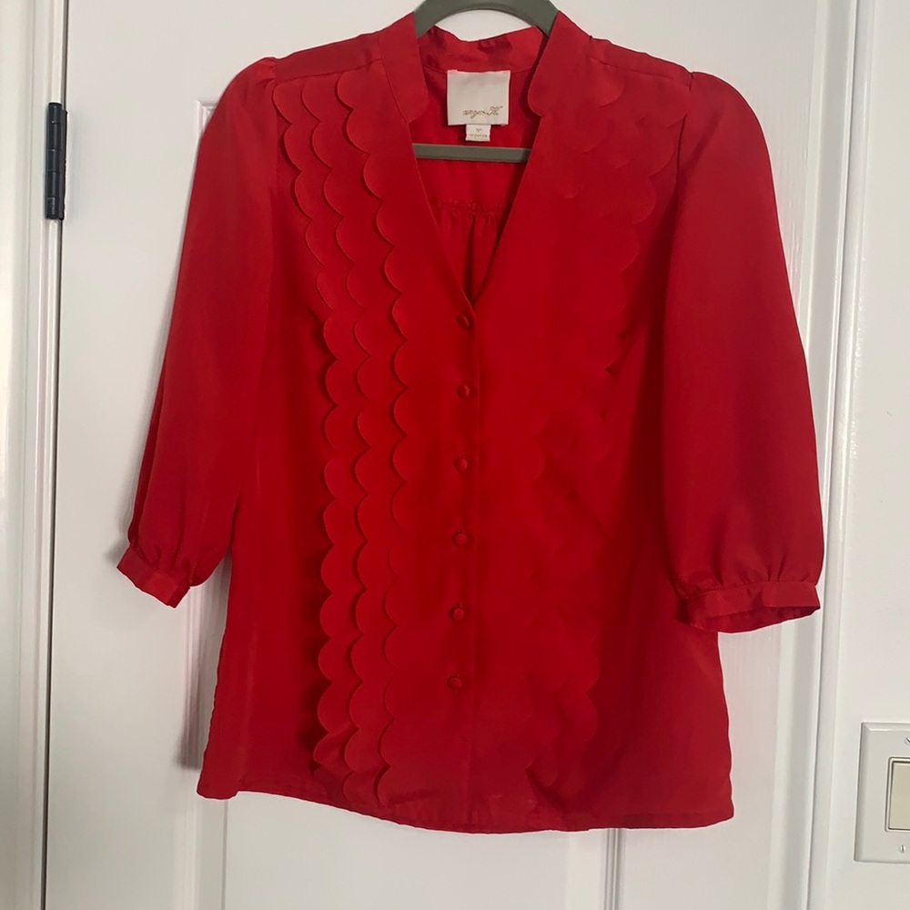 Aryn K Scalloped Button Down